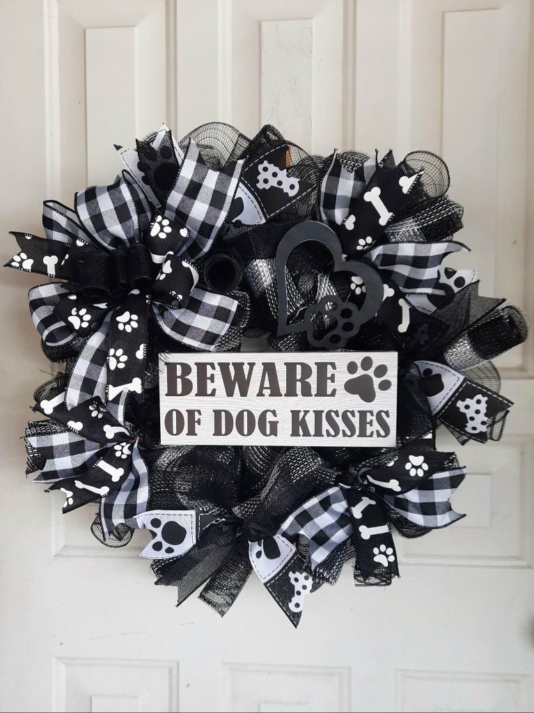 Handmade "Beware of Dog Kisses" wreath