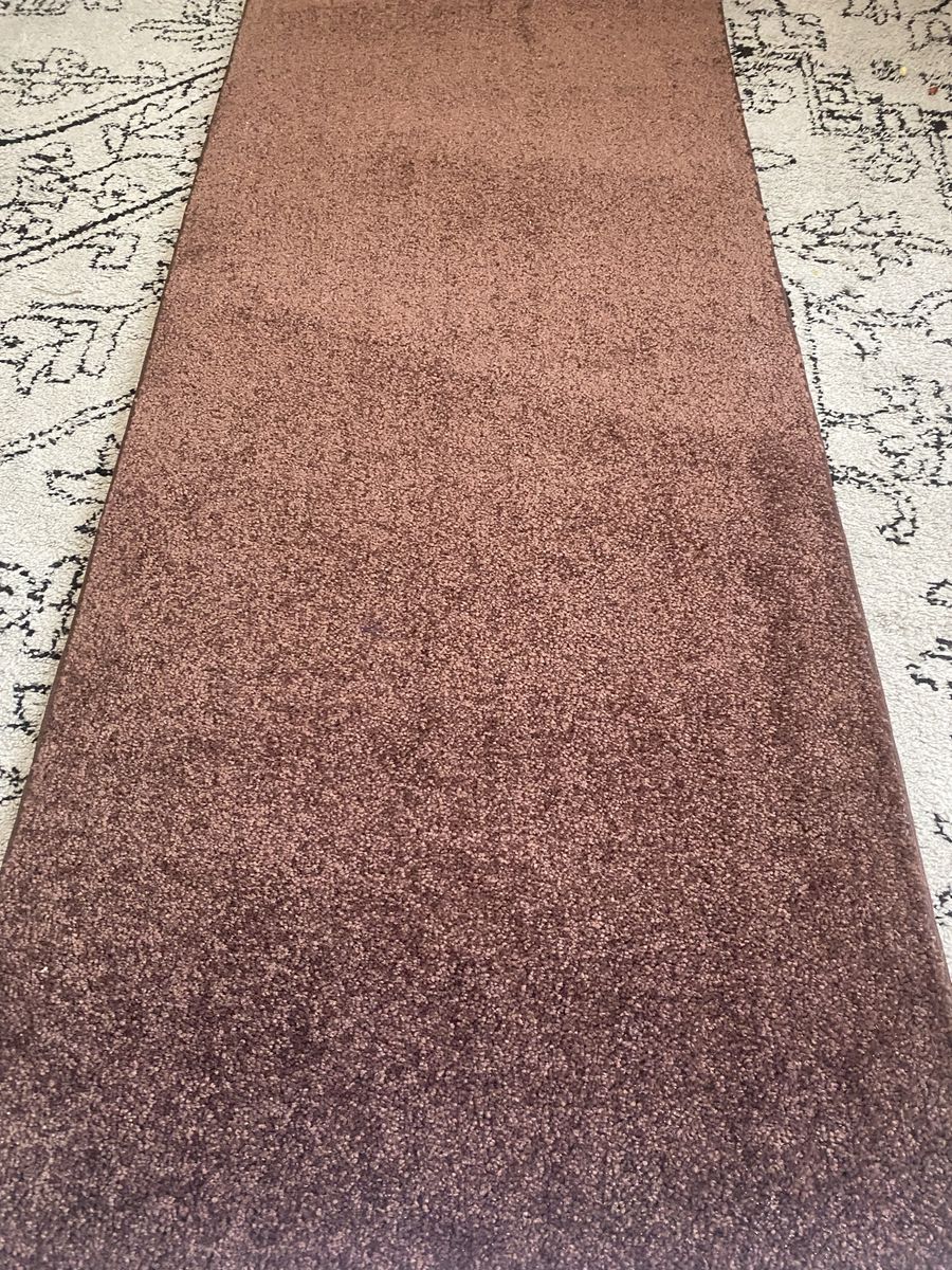 Brown/Mauve Plush Carpet Runner 2' x 17.8' Hallway, Staircase, Basement