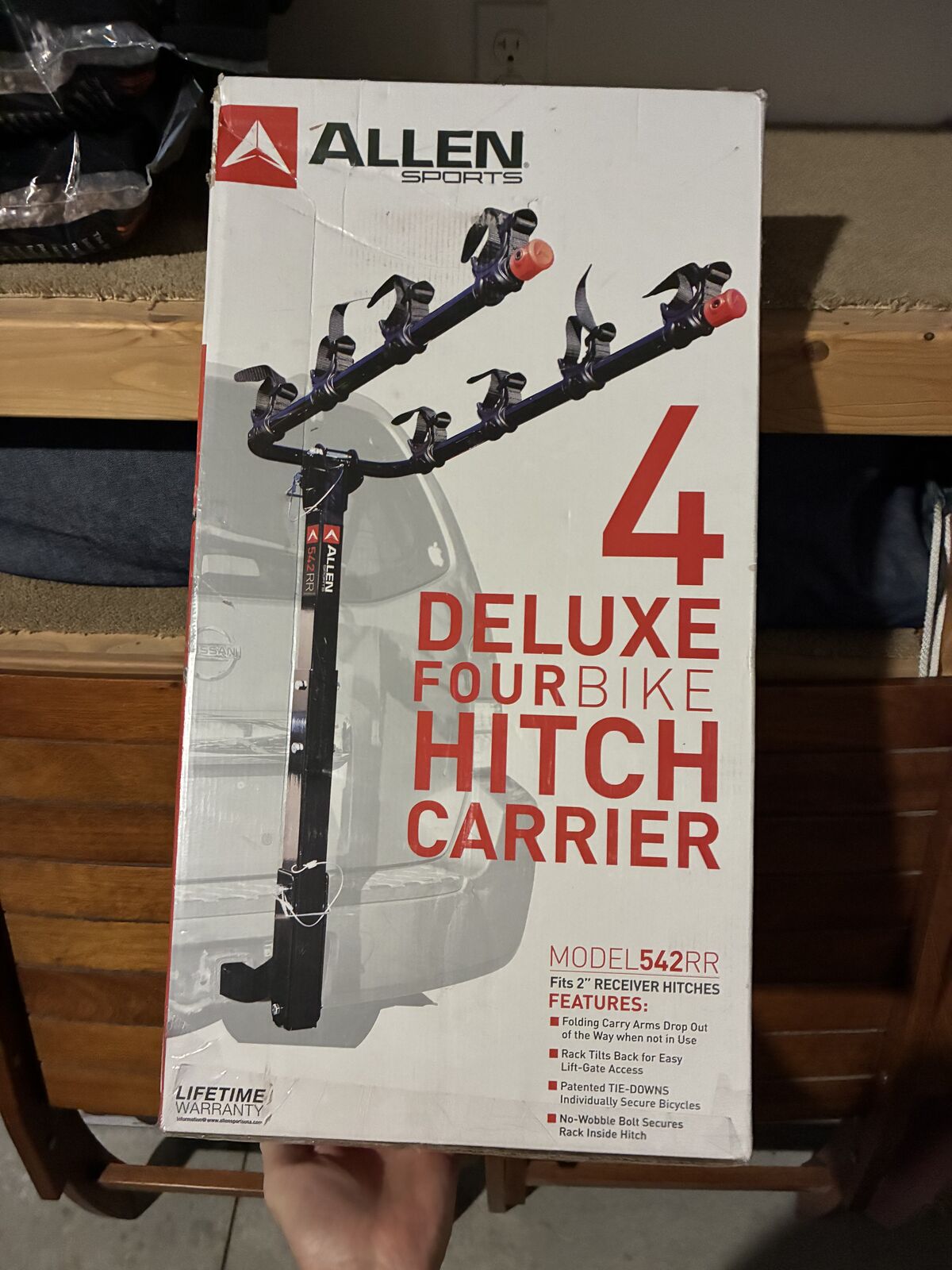 Allen Sports Deluxe 4-Bicycle Hitch Mounted Bike Rack Carrier, Model 542RR, Black