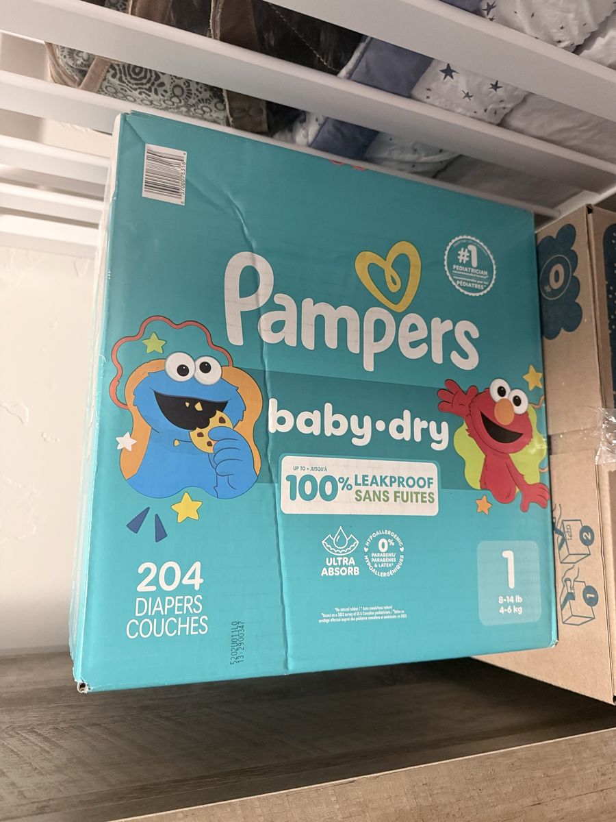 Pampers Baby-Dry Diapers Size 1, 204 Count - New, 100% Leakproof, Ultra Absorb
