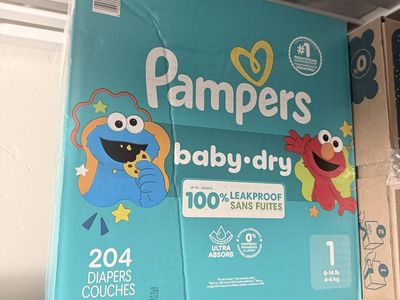 Pampers Baby-Dry Diapers Size 1, 204 Count - New, 100% Leakproof, Ultra Absorb