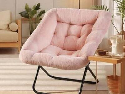 Comfy Adult Faux Fur Folding Chair Square pink