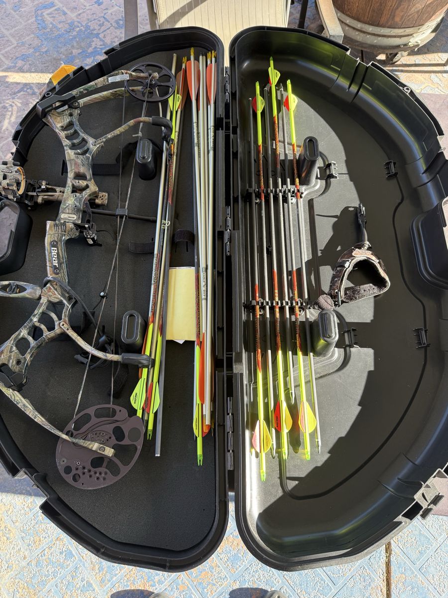 Bear Legion Compound Bow Package - QAD Rest, Hard Case, Arrows - Ready to Hunt