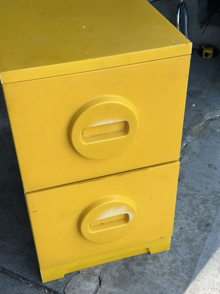 RARE 1970's Mid Century Modern Mold Akro-Mils Yellow Plastic 2 Drawer File Cabinet USA