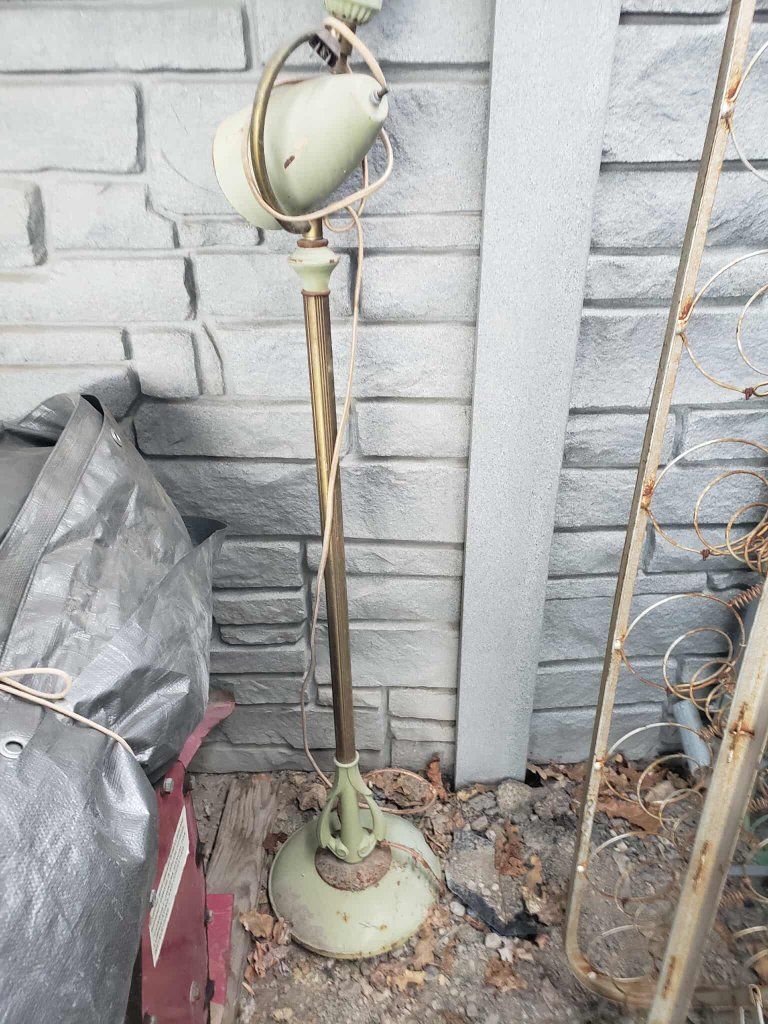 Vintage Adjustable Floor Lamp - Retro Pale Green & Brass Finish