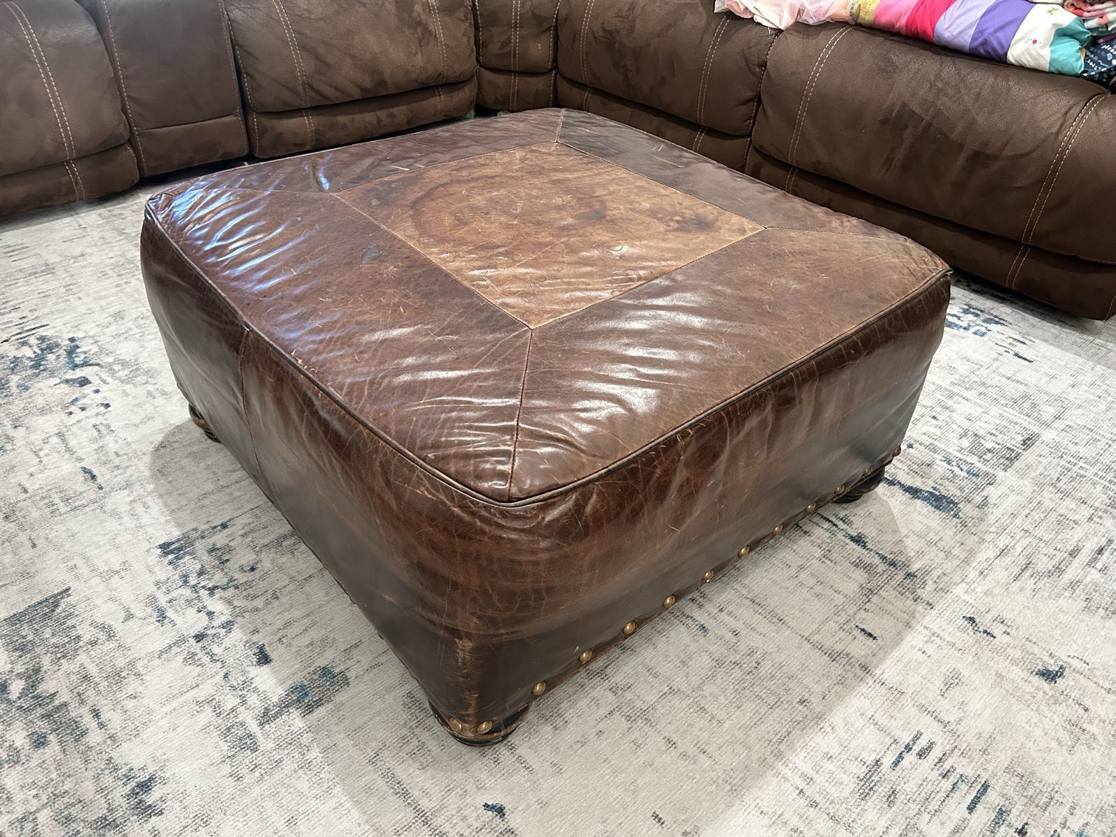 Big Leather Ottoman