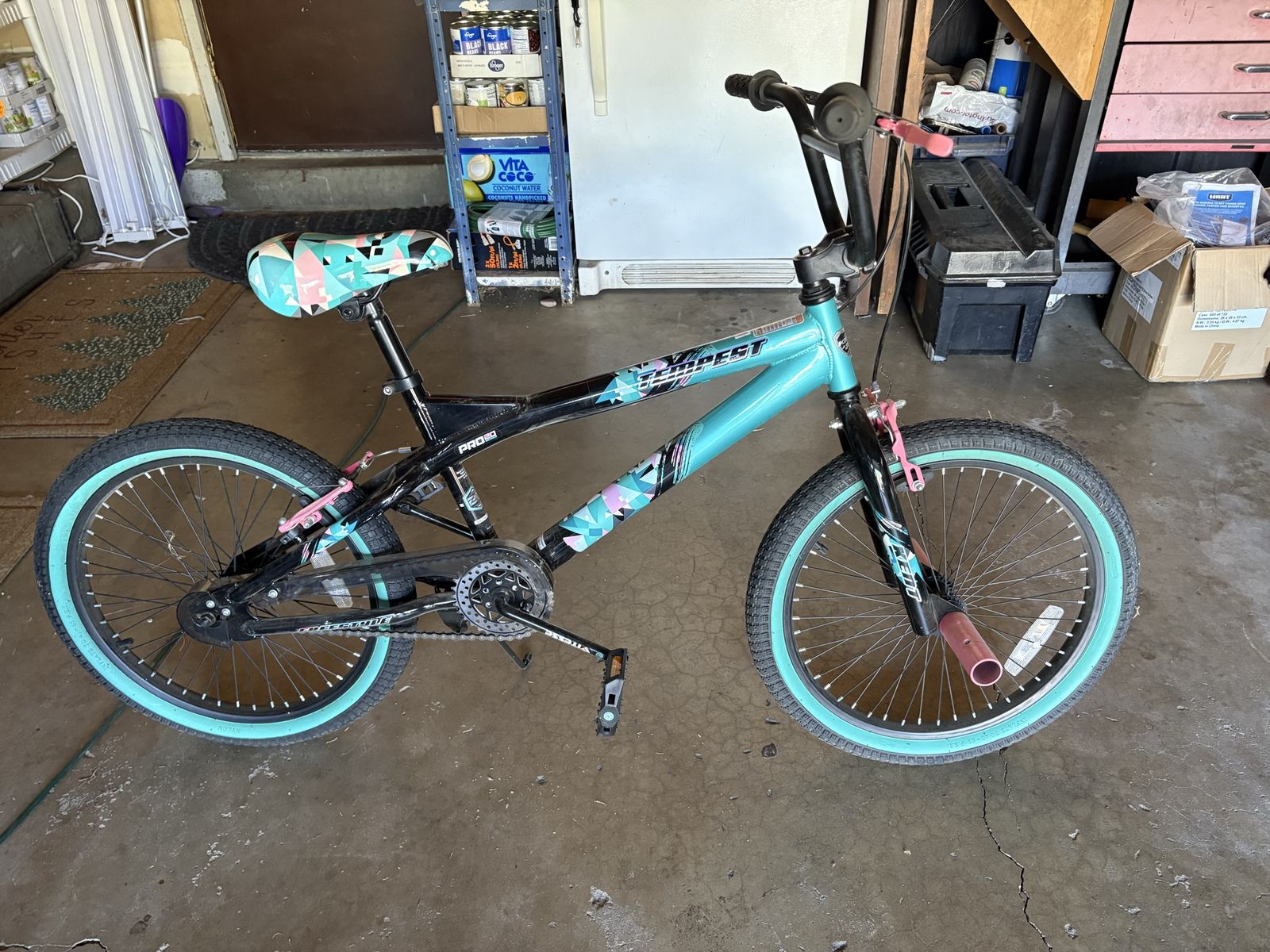 Tempest Progeo 20" Teal/Black BMX Bike with Pegs - Used, Great Condition
