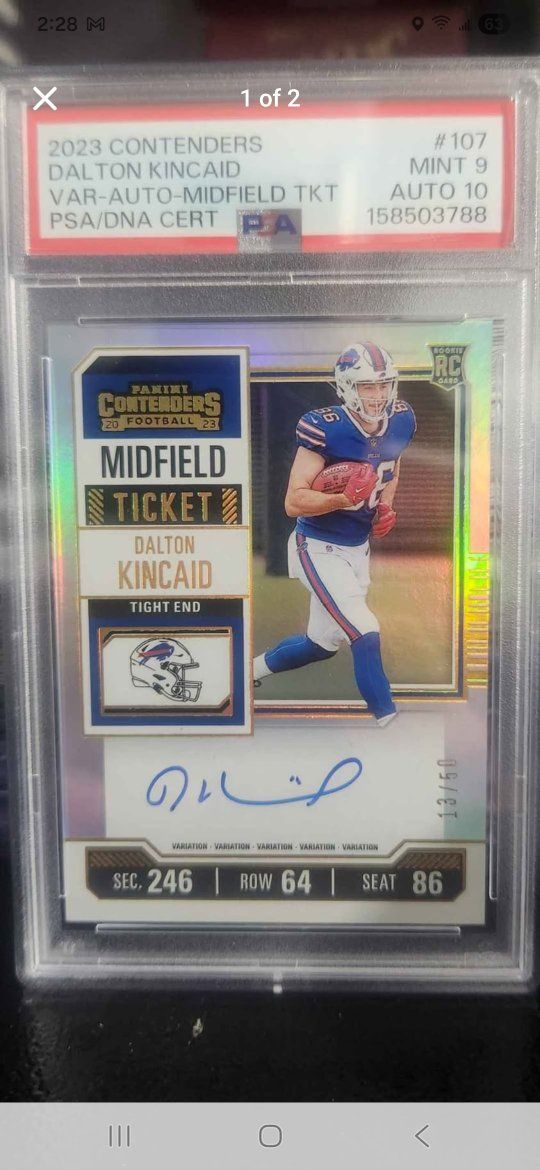 2023 Panini Contenders Dalton Kincaid Rookie Auto Midfield Ticket PSA 9/10 #107
