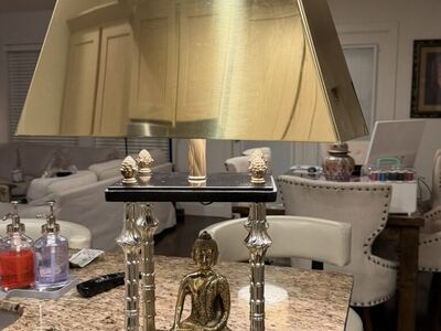 Vintage Brass Buddha in Temple Table Lamp
