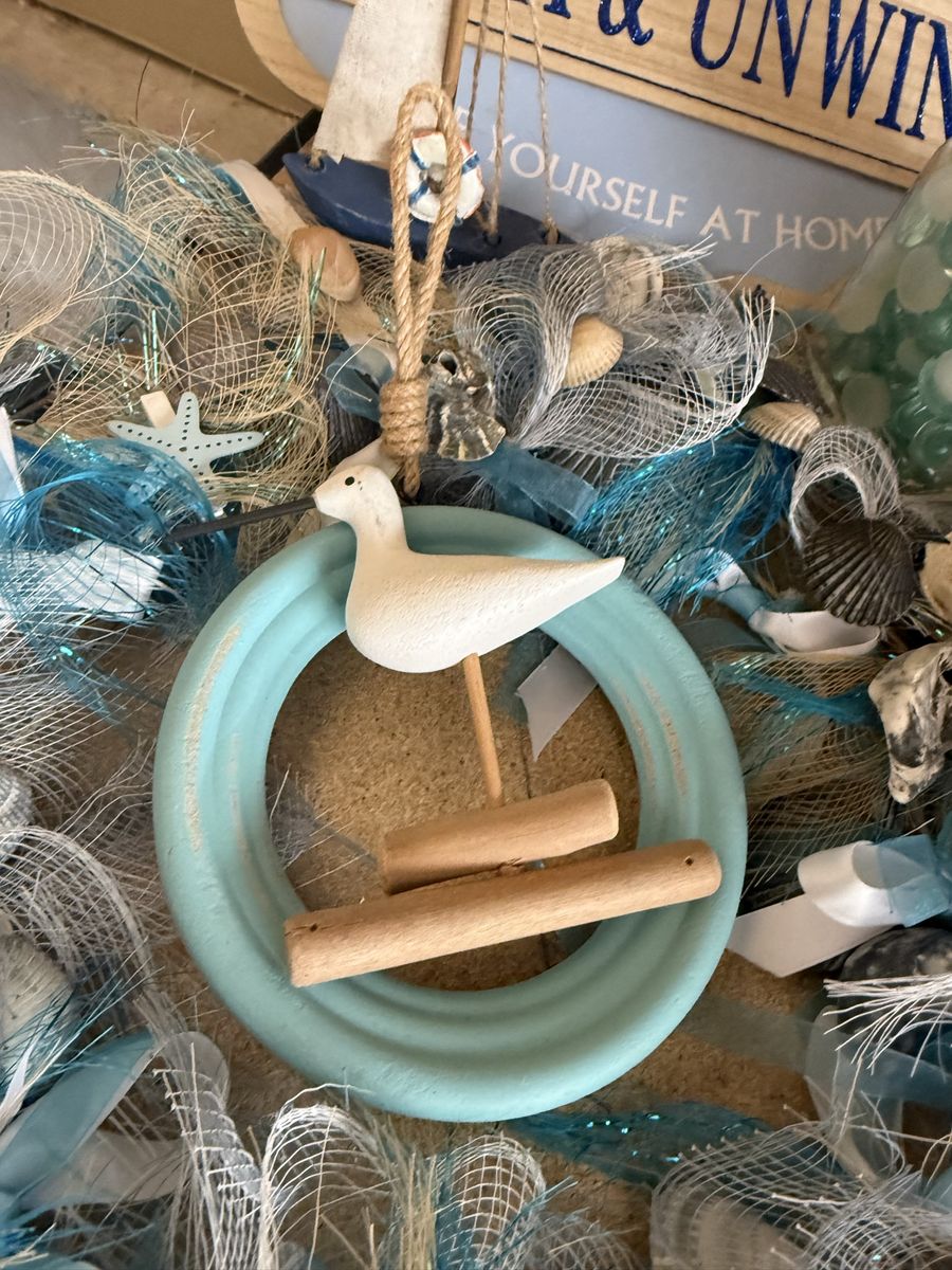 Coastal Charm Beach House Decor Set: Anchor, Wreath, Relax & Unwind Sign