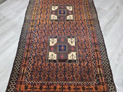 Antique Wool Turkmen Rug, Geometric Design, ~6x4