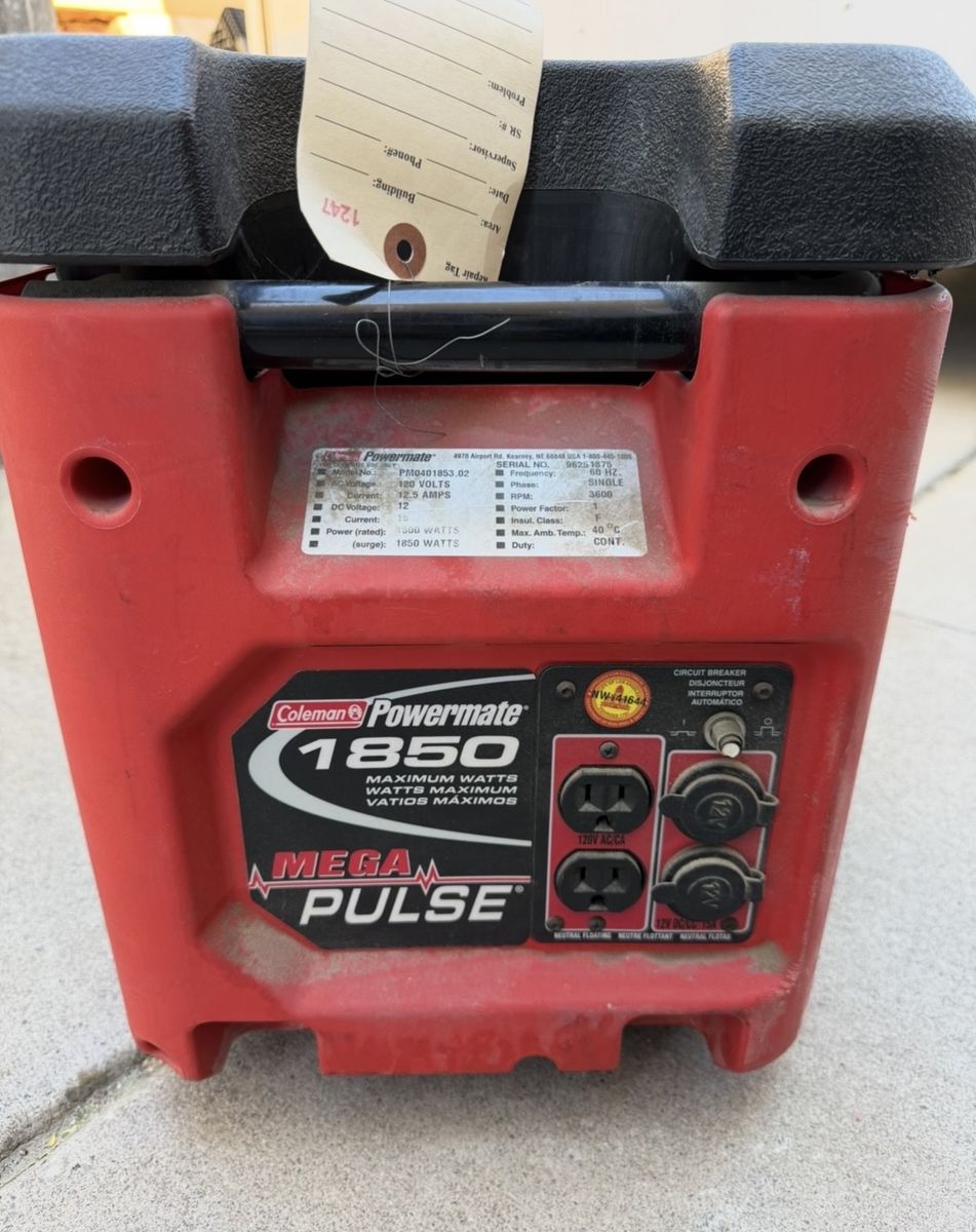 Coleman powermate 1850 W generator very low hours