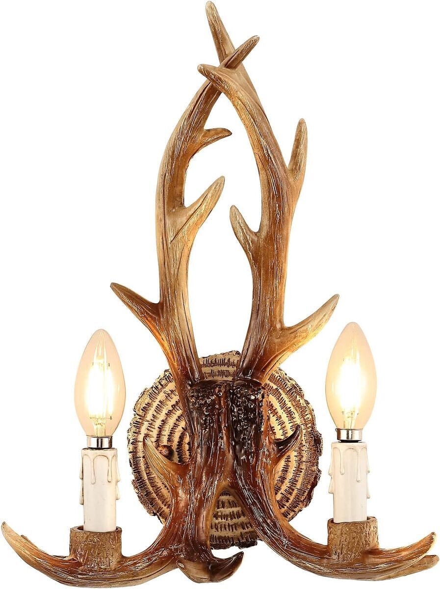 Deer Antler Wall Lamps Antler Sconce Nature-Inspired Creative Lighting Decoration for Rustic Homes Brown (CS)