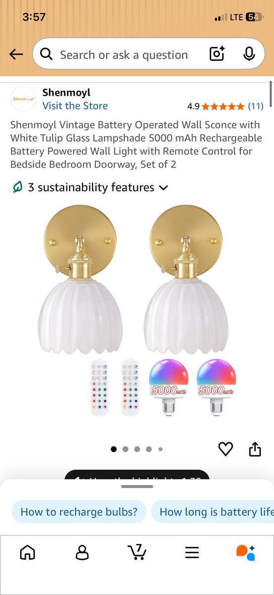 Wall mount sconces. Wire or battery