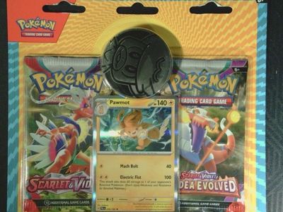 Pokemon TCG Scarlet & Violet Paldea Evolved Blister Pack Pawmot Foil Card & Coin