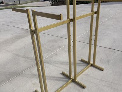 Gold Metal Retail Clothing Rack Double Sided Display Stand