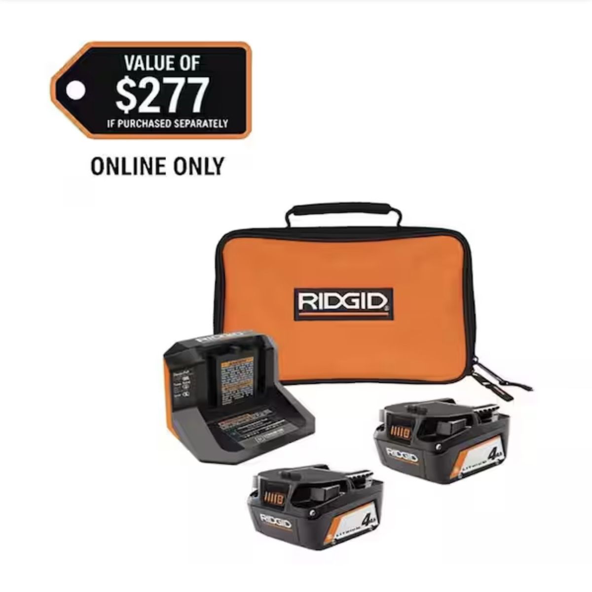 Ridgid 18V Lithium-Ion Battery & Charger Start Kit