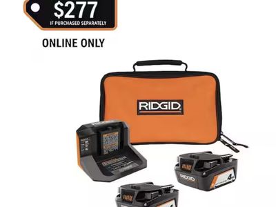 Ridgid 18V Lithium-Ion Battery & Charger Start Kit
