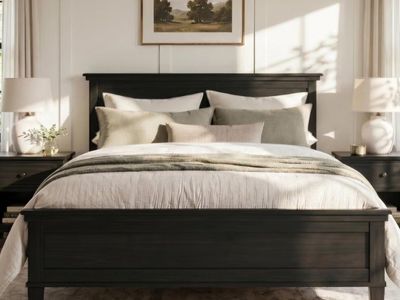 Merax King Size Wood Bed Frame with Headboard, Mid-Century Modern Platform Bed, Farmhouse Style Bed with Under-Bed Storage