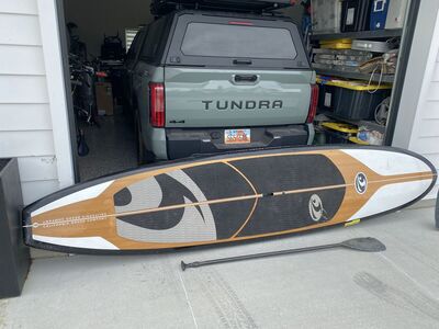 California Board Company 12’ fiberglass SUP paddle board carbon paddle