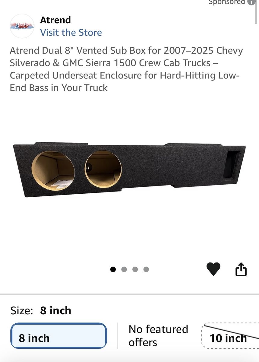 Atrend speaker Box for 07-13 crew cab Chevy Silverado