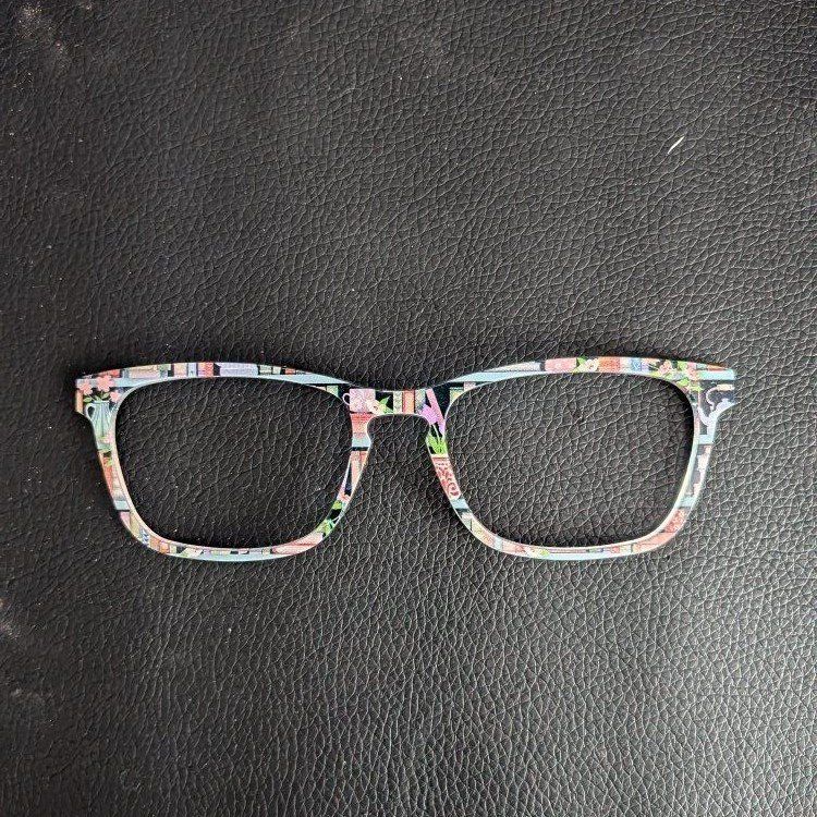 Book Patterned Eyeglass Frames - Multicolor Fashion Glasses