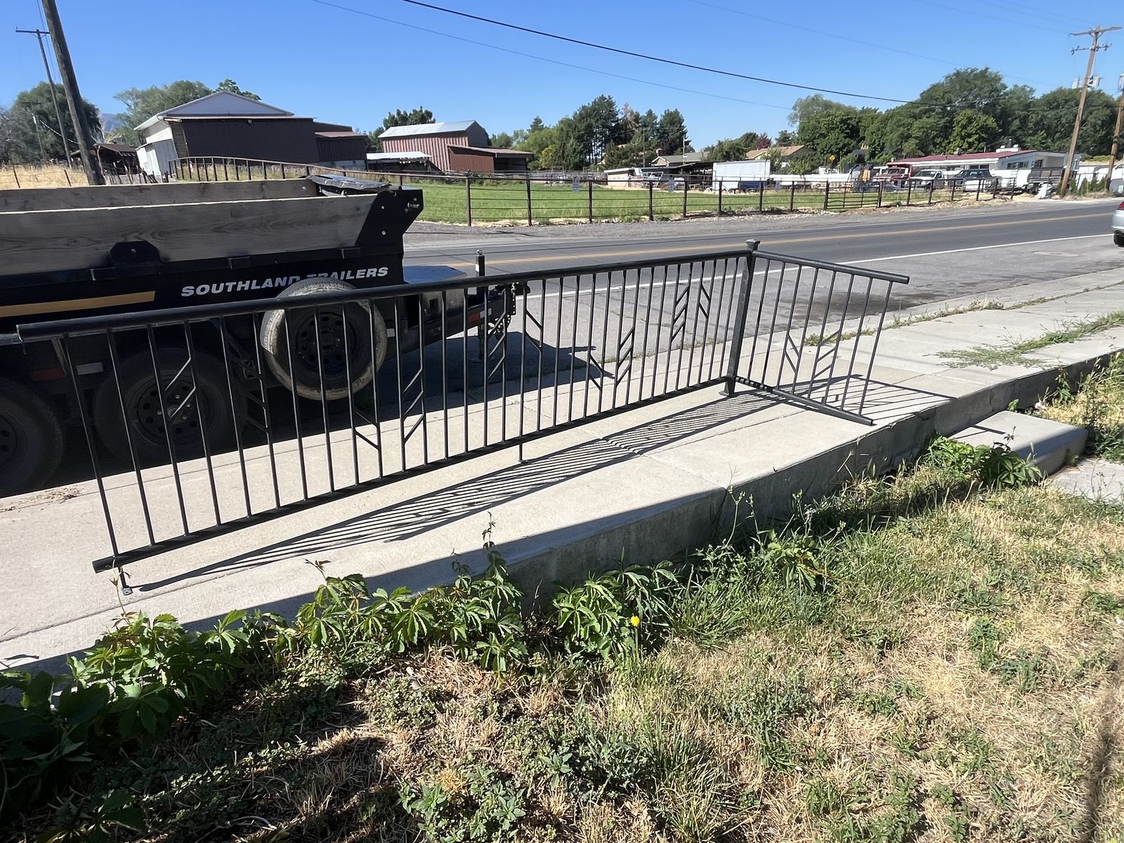 Black Metal Outdoor Handrail - Decorative Iron Fence Section