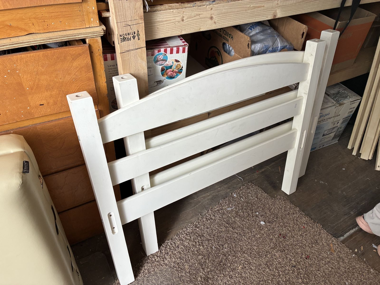 White Wooden Twin Slat Style Bed Frame