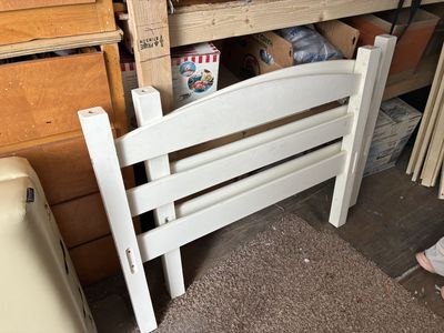 White Wooden Twin Slat Style Bed Frame
