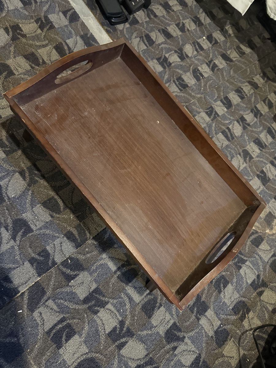 Wooden Bed Tray, Breakfast Tray with Folding Legs - Brown, Good Condition