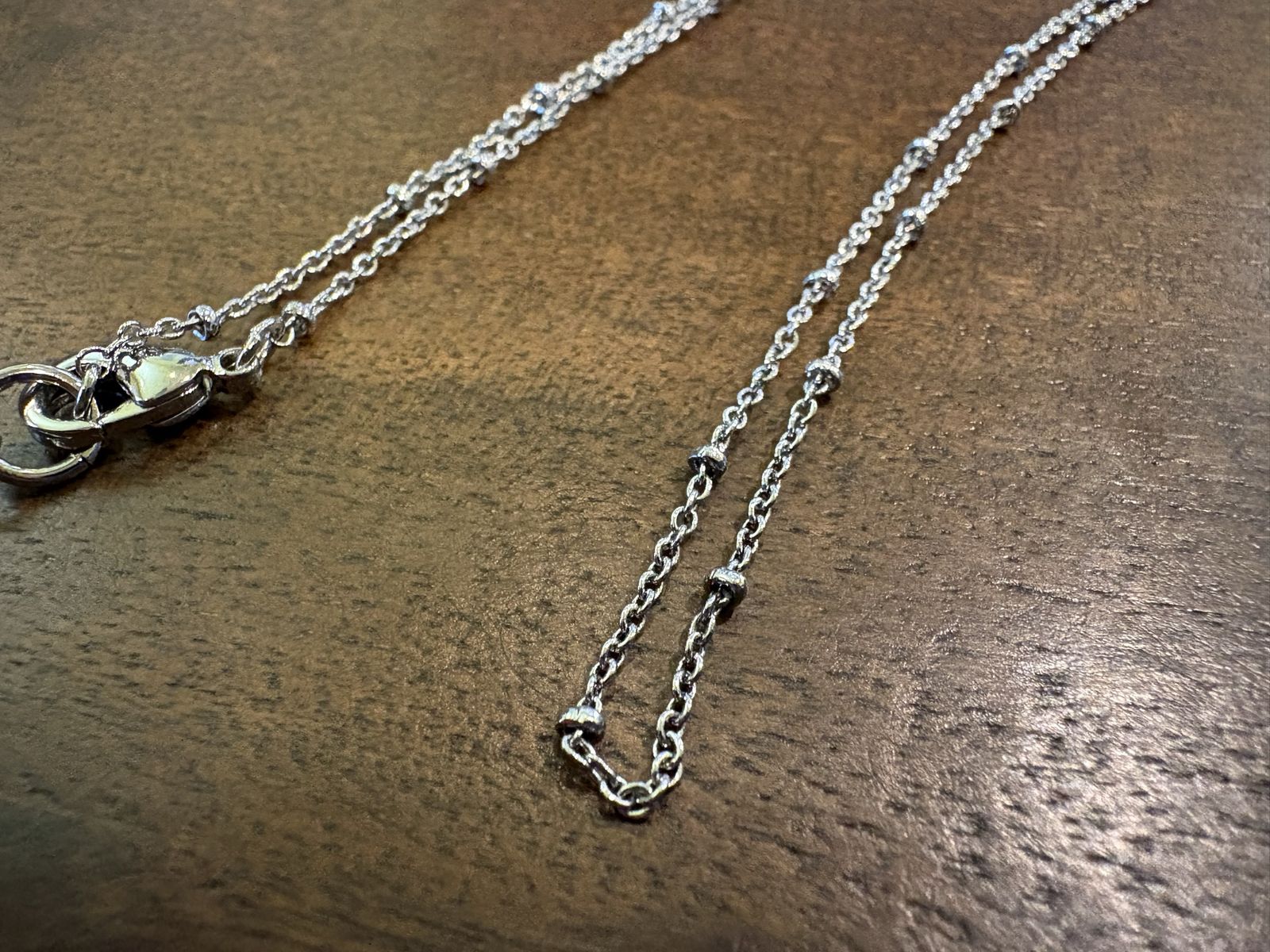 Silver Tone Beaded Chain Necklace