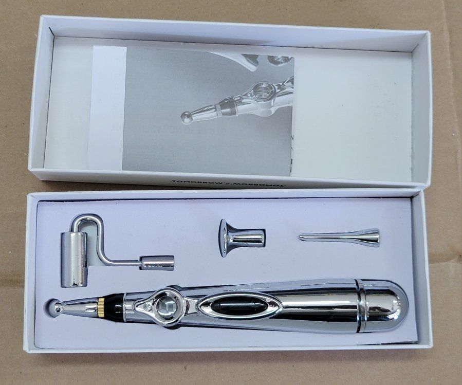 Sharper Image Acupressure Pain Relief Massage Pen set with Attachments and Box