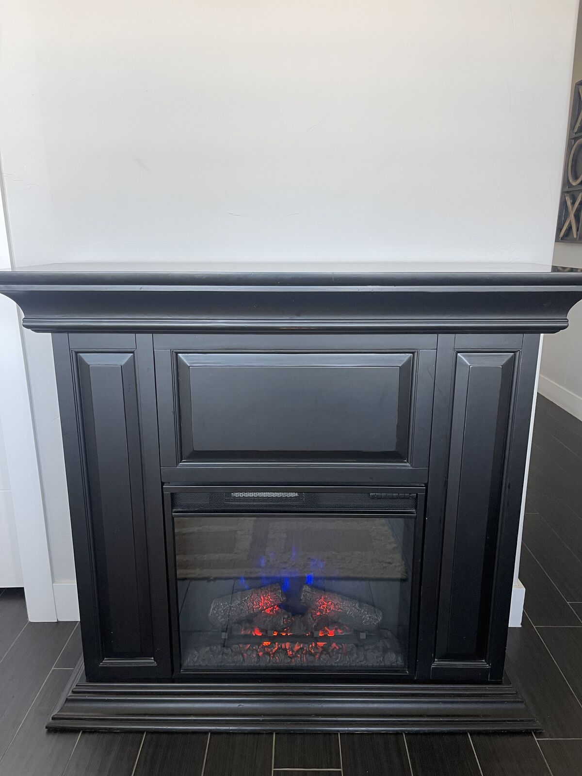 Black electric fireplace