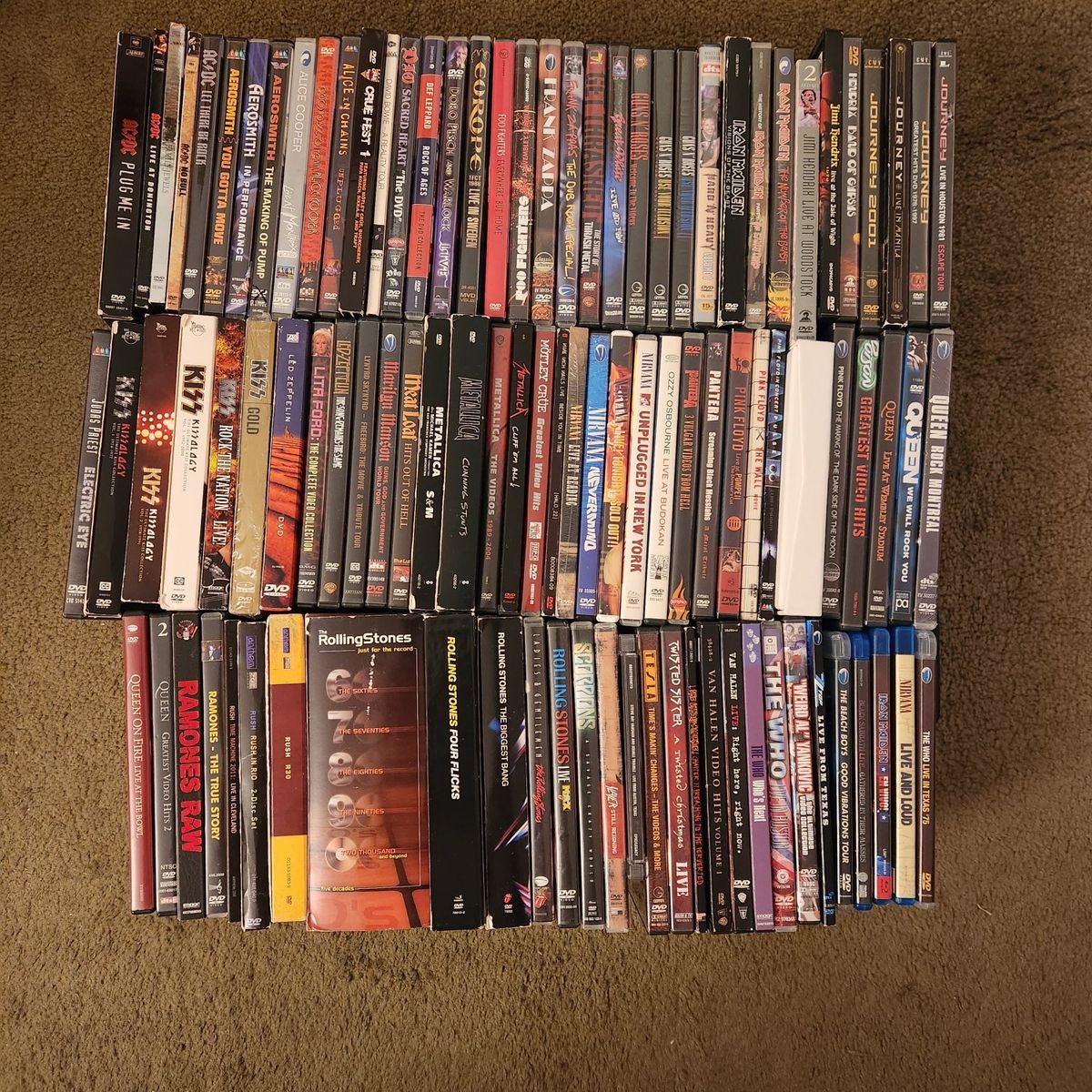 Collection of 100 Rock Dvds and Blurays