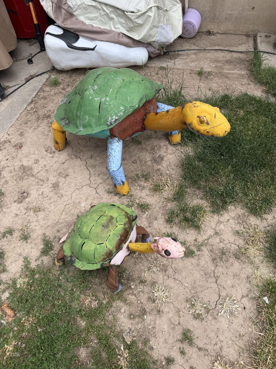 Metal yard turtles