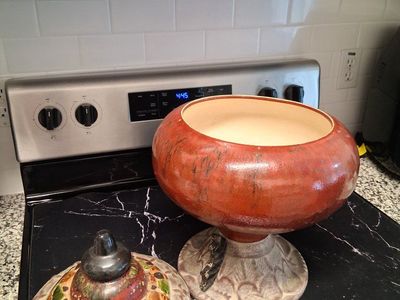 Handmade Clay Pottery Jar with Lid - Rustic Orange & Mosaic Design Decorative Vase