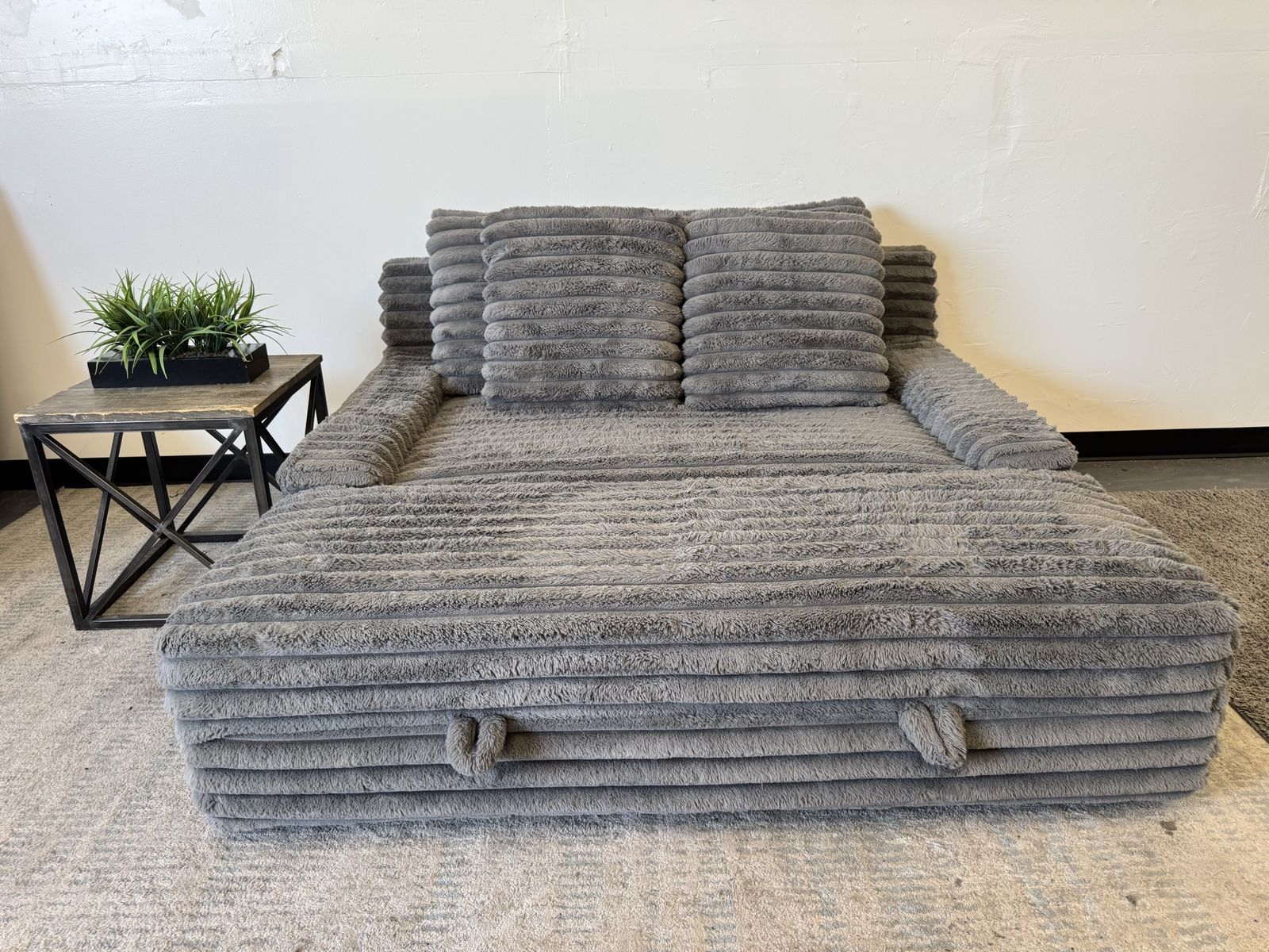 GRAY COSTCO CORDUROY OVERSIZED SOFA COUCH & OTTOMAN