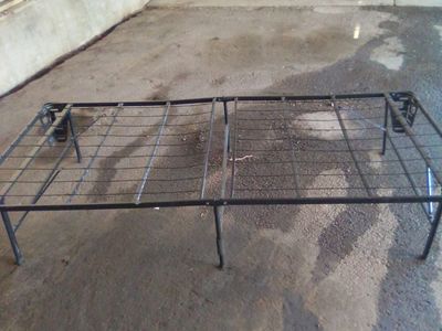 Folding Metal Bed Frame - Twin/Full Size (Adjustable) - Sturdy & Portable