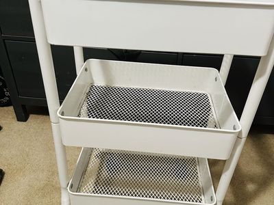 White 3-Tier Rolling Utility Cart with Mesh Bottoms - Versatile Storage Solution