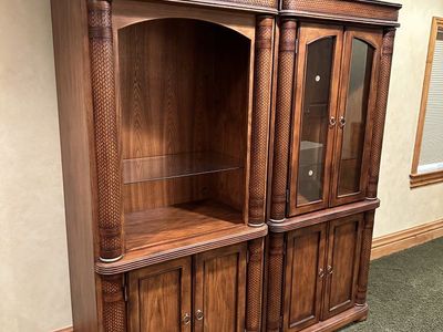 Two wood Cabinets in excellent condition. Two pieces, not one large piece as shown.