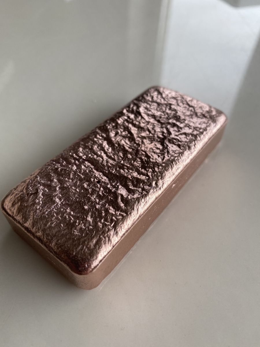 Copper .999 1lb 4 Oz Hand Poured Raw Bar