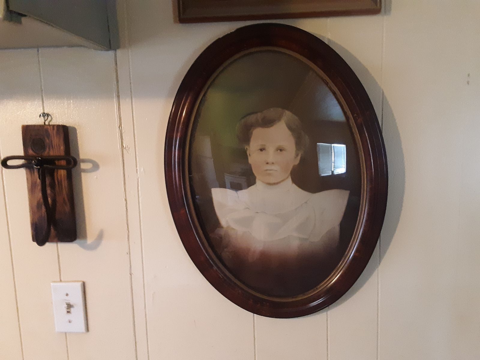 Antique Beveled Glass Frame with Picture Portrait 1900-1920"s 17"X23"