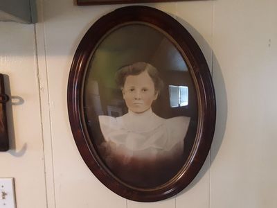 Antique Beveled Glass Frame with Picture Portrait 1900-1920"s 17"X23"