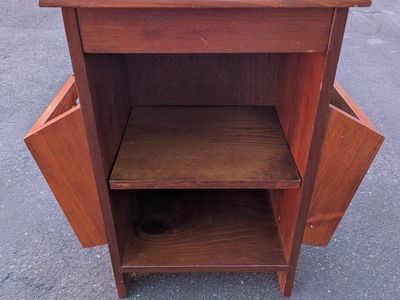 Wood End / Side Table or Nightstand With Magazine