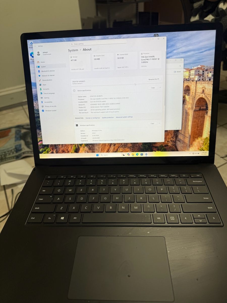 LOADED MICROSOFT SURFACE LAPTOP 15IN I7 @3.0GHZ 32GB RAM 512GB TOUCHSCREEN