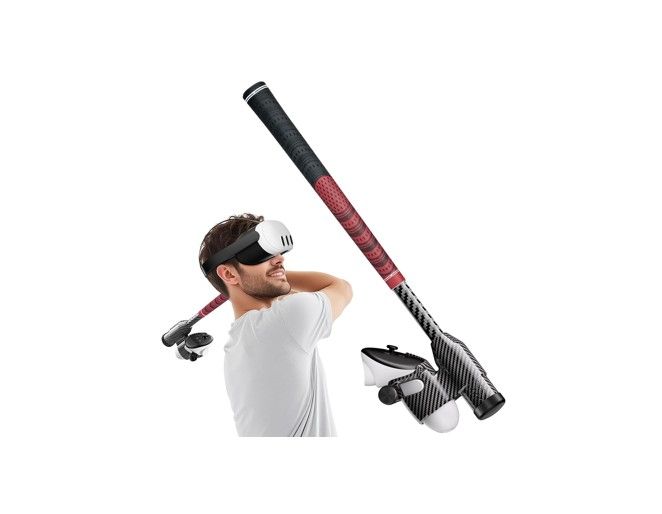Red VR Golf Club Handle Accessories Carbon Fiber Style Meta Oculus Quest 2