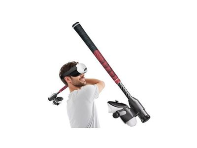 Red VR Golf Club Handle Accessories Carbon Fiber Style Meta Oculus Quest 2