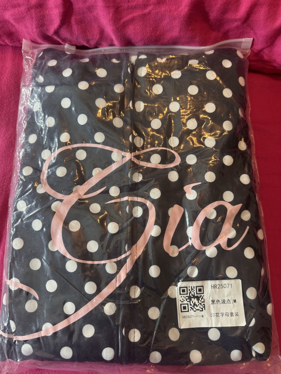 Gia Black & White Polka Dot Full Zip Hoodie & Pants Set - Size M (HR25071)