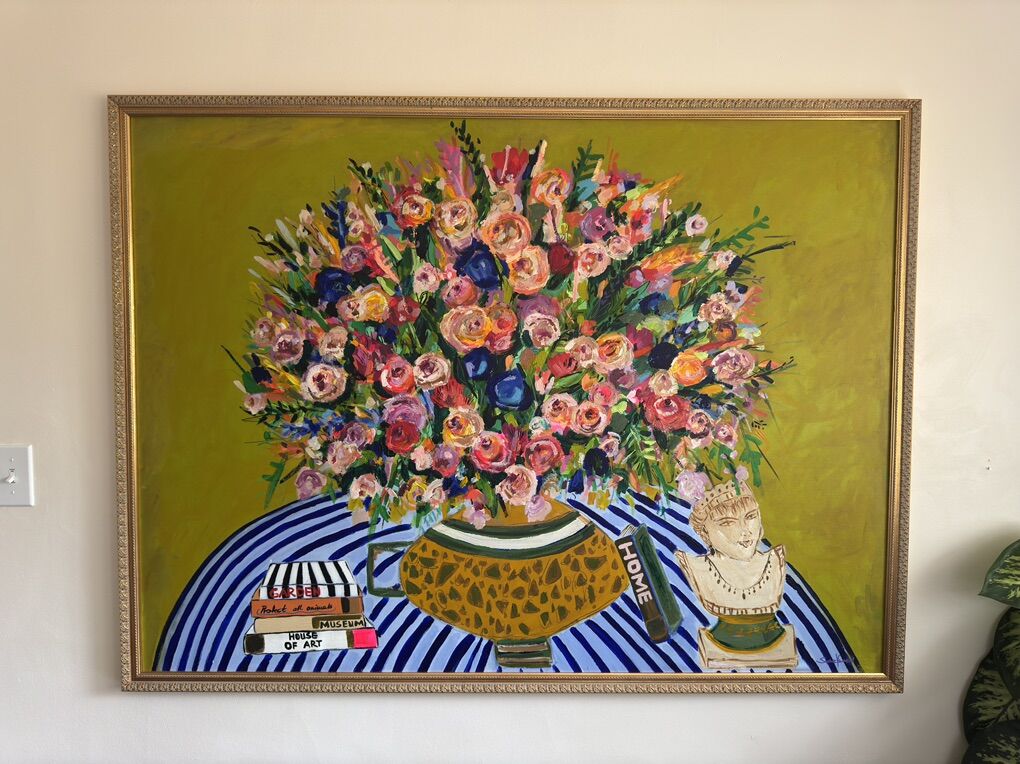 Oversized Original Floral Painting W/ Gold Frame
