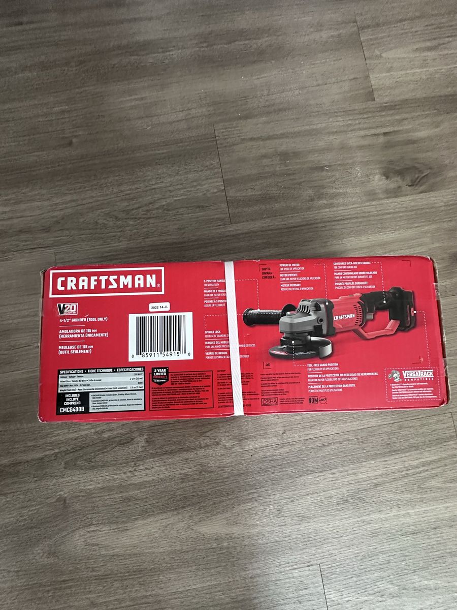 Craftsman V20 CMCG400B 4-1/2" Cordless Angle Grinder (Tool Only) New in Box